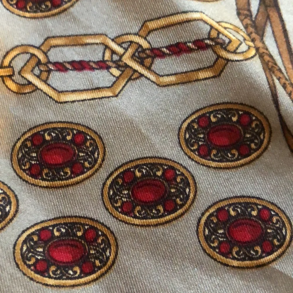 ADRIENNE LANDAU SILK CHAIN PRINT SCARF MULTICOLORED